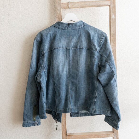 Avenue Jeans Denim Jacket Size 18/20 Utility-Inspired Button Zip Jean Jacket - Picture 6 of 6